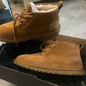 UGG Tan Chukka Boots with Suede Upper and Lace-Up Design